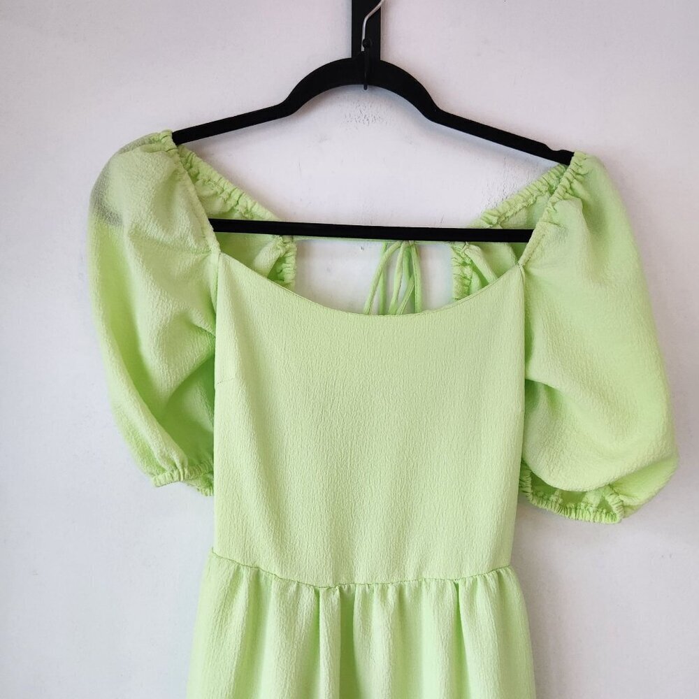 Talulah Aritzia Lime Green Tiered Maxi Dress Puff Sleeves Boho Peasant Women's S - Picture 2 of 6